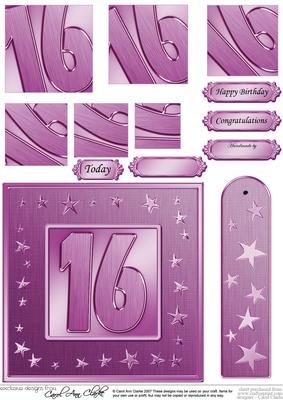 16th Bright Metallic Age Quick Card with Twisted Pyramage