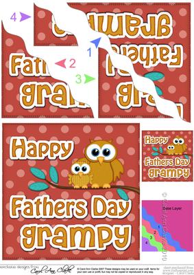 Owl Felties Grampy Fathers Day Wavy Corner Side Stacker