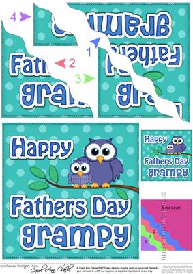 Owl Felties Grampy Fathers Day Wavy Corner Side Stacker