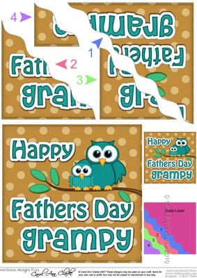 Owl Felties Grampy Fathers Day Wavy Corner Side Stacker