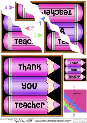 Thank You Teacher Pencils Wavy Corner Side Stacker Topper