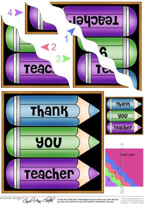 Thank You Teacher Pencils Wavy Corner Side Stacker Topper