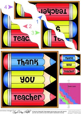 Thank You Teacher Pencils Wavy Corner Side Stacker Topper