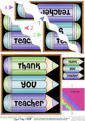 Thank You Teacher Pencils Wavy Corner Side Stacker Topper