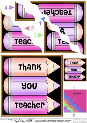 Thank You Teacher Pencils Wavy Corner Side Stacker Topper