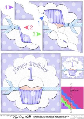1st Birthday Cupcake Felties Wavy Corner Side Stacker