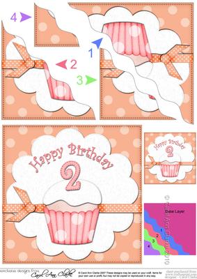 2nd Birthday Cupcake Felties Wavy Corner Side Stacker