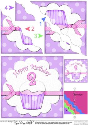 2nd Birthday Cupcake Felties Wavy Corner Side Stacker