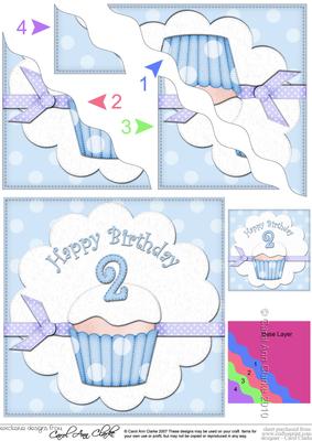 2nd Birthday Cupcake Felties Wavy Corner Side Stacker