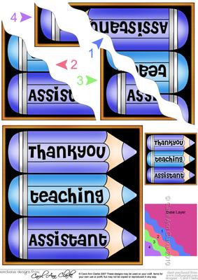 Thank You Teaching Assistant Pencils Wavy Corner