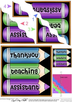 Thank You Teaching Assistant Pencils Wavy Corner