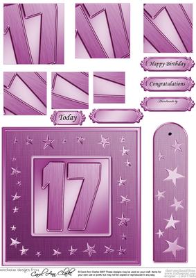 17th Bright Metallic Age Quick Card with Twisted Pyramage