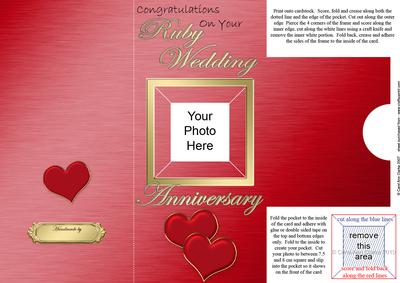 Add a Photo Ruby Wedding Anniversary with Easy Fold Frame