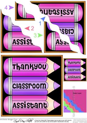 Thank You Classroom Assistant Pencils Wavy Corner