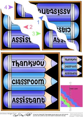 Thank You Classroom Assistant Pencils Wavy Corner