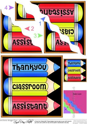 Thank You Classroom Assistant Pencils Wavy Corner