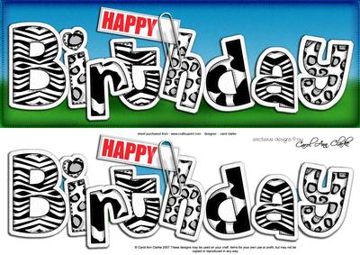 Large Dl Happy Birthday Animal Print Felties Quick Card N 3D