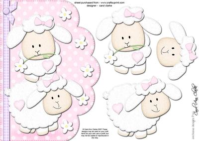 A5 Little Lamb Felties Scalloped Edge N 3D Decoupage
