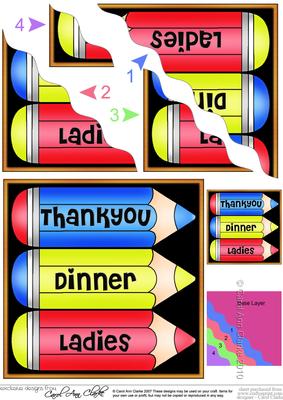Thank You Dinner Ladies Pencils Wavy Corner