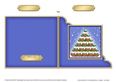 Christmas Pudding Tree Cut and Fold Corner Card