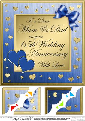 8 x 8 Mum & Dad 65th Anniversary Scalloped Corner Topper