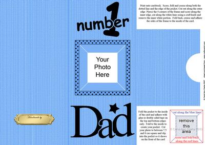 Add a Photo DL Card - NUMBER 1 DAD with easy fold frame