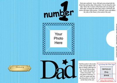 Add a Photo DL Card - NUMBER 1 DAD with easy fold frame