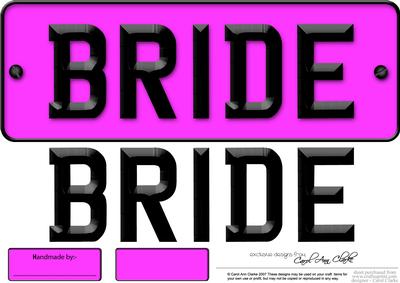Large Dl Bride Novelty Number Plate N 3D Decoupage