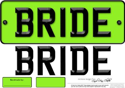 Large Dl Bride Novelty Number Plate N 3D Decoupage