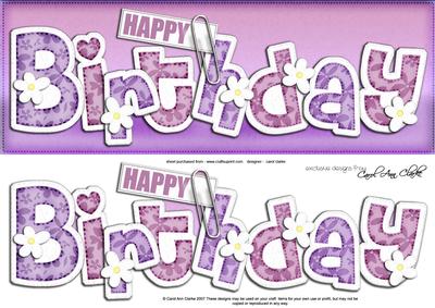 Large Dl Birthday Floral Felties Quick Card N 3D Decoupage