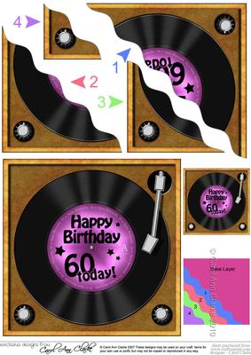 60th Birthday Record Wavy Corner Side Stacker Topper
