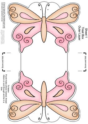 Fluttery Butterfly Shaped Treat or Favour Box Sheet 1