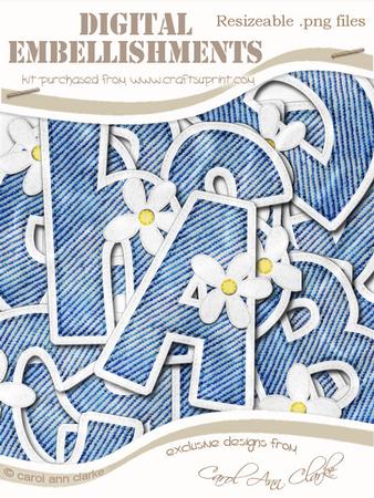 Denim N Daisies Felties Uppercase Alpha Digital Embellishmen