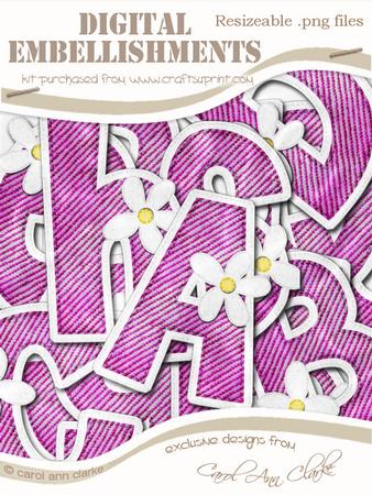 Denim N Daisies Felties Uppercase Alpha Digital Embellishmen