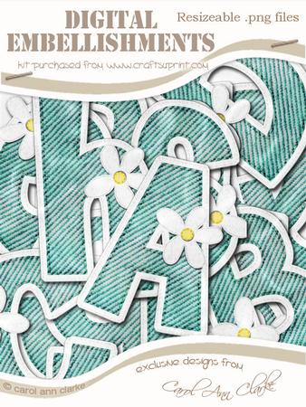 Denim N Daisies Felties Uppercase Alpha Digital Embellishmen