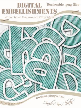 Denim Felties Lowercase Alpha Digital Embellishment
