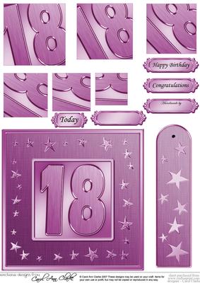 18th Bright Metallic Age Quick Card with Twisted Pyramage