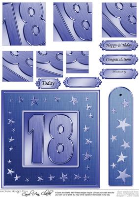 18th Bright Metallic Age Quick Card with Twisted Pyramage