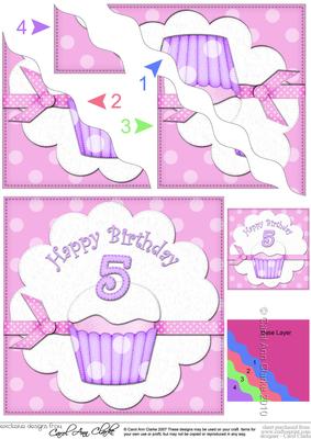 5th Birthday Cupcake Felties Wavy Corner Side Stacker