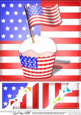 8 x 8 Flying the Flag Usa Scalloped Corner Topper