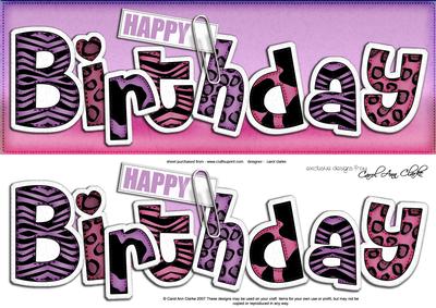 Large Dl Happy Birthday Animal Print Felties Quick Card N 3D