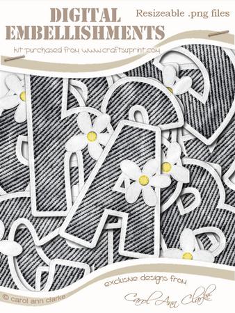 Denim N Daisies Felties Uppercase Alpha Digital Embellishmen