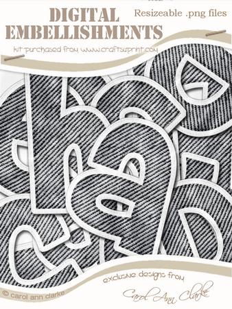 Denim Felties Lowercase Alpha Digital Embellishment