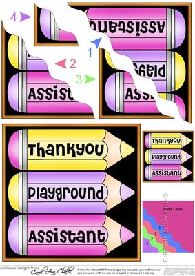 Thank You Playground Assistant Pencils Wavy Corner