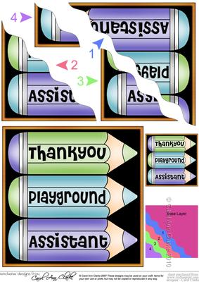 Thank You Playground Assistant Pencils Wavy Corner