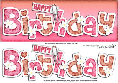 Large Dl Happy Birthday Floral Felties Quick Card N 3D Decou