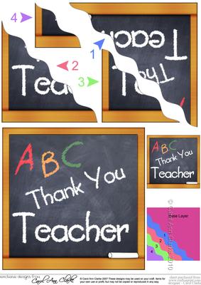 Thank You Teacher Blackboard Wavy Corner Side Stacker Topper