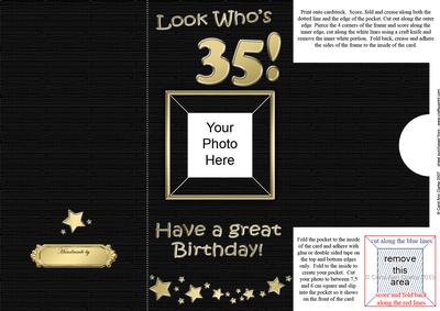 Add a Photo 35th Birthday Card with Easy Fold Frame