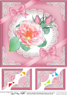 8 x 8 Rose and Lace Scalloped Corner Topper
