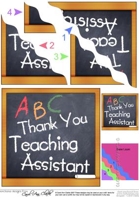 Thank You Teaching Assistant Blackboard Wavy Corner Side Sta